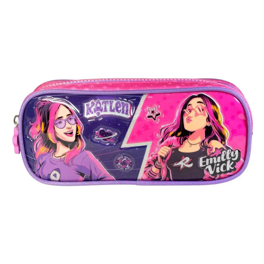 Estojo Simples Escolar Emilly Vick X